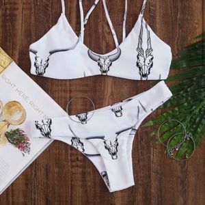 Cow skull bikini top